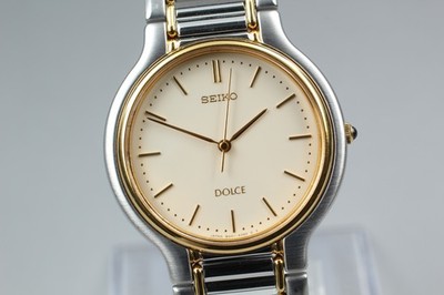 Vintage 1993 N MINT Seiko Dolce 8N41-6230 Two-Tone Round HAQ Qz