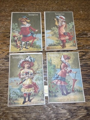 4-Soapine Soap Victorian trade Vintage French Women-Providence RI. T333