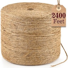 XSEINO 2400Feet Natural Jute Twine Strong Garden Rope 2400 FT, Brown