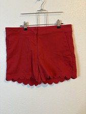 Isaac Mizrahi Women's Red Scalloped Shorts Mid-Rise Tailored Size 8 120