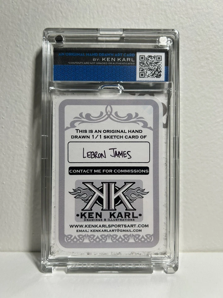 2018 Ken Karl 1/1 cartão de arte esportiva - LeBron James - esboço desenhado à mão um de um - Imagem 2 de 3