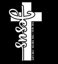 Jesus With Cross Window Decal Sticker Cute Christian Christ