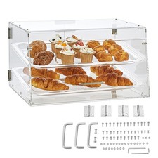 Pastry Display Case 2 Tier Clear Acrylic Countertop Bakery Cabinet VEVOR