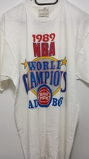 New Rare Vintage 1989 Detroit Pistons NBA World Champions HUDSONS TAG LG T- NWT