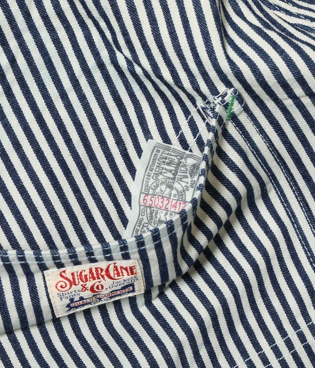 SUGAR CANE Lot No. SC42496 11oz. HICKORY STRIPE WORK PANTS Made in