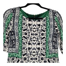Vince Camuto Green Floral Tile Print Sheath Dress Size 4 Boho Mediterranean