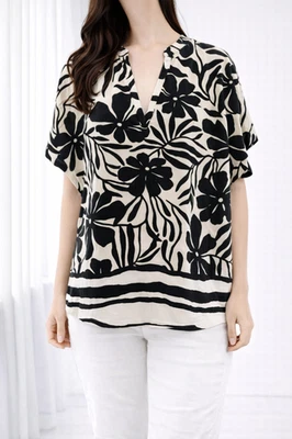 Bluse Milano Italy Schwarz Weiß 40 L Damen Tunika Hemd Oberteil Np 79 Neu - Bild 1 von 4