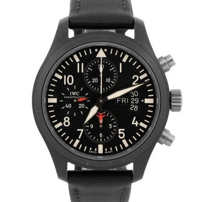 2008 PAPERS IWC Pilot's Watch Chronograph Top Gun BLACK Ceramic 44mm IW378901