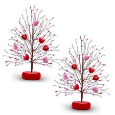 2 Pack Valentines Day Tree Valentine's Day Red Pink Heart Ornaments