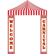 3 Pcs Carnival Party Decorations Circus Tent Awning Halloween Red White Banne...