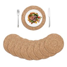 Round Woven Placemats Set of 8, 13.7 Inch Boho Farmhouse 13.7 Inch Set of 8