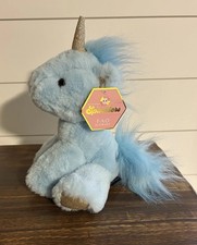 FAO Schwarz SPARKLERS BLUE  GOLD UNICORN 8" Plush STUFFED ANIMAL Toy NEW