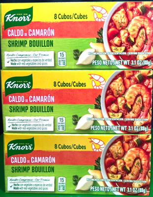 3 Pack - Knorr Shrimp Flavor Bouillon Cubes 8 cubes per box
