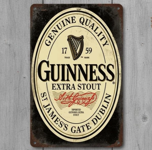 Guiness Extra Stout Beer 8 x 12 Vintage Novelty Metal Sign Made In USA New!
