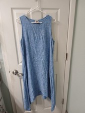 Anne Klein Linen Tank Dress Denim Blue Size Meduim