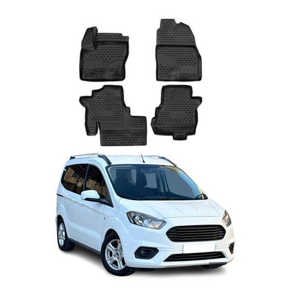 Omac Gummimatten FußMatten FüR Ford Tourneo Courier 2014-2024 TPE Schwarz 4X-image