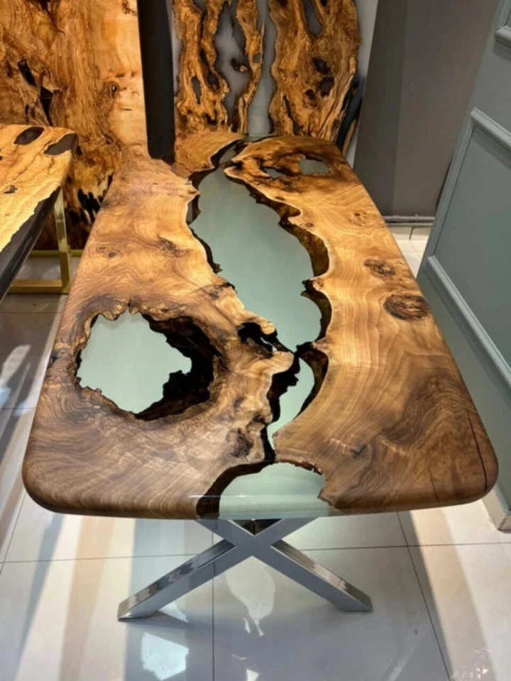48"x24" Walnut Epoxy Dining Table | Handmade Resin River Kitchen Table Top - Image 3 of 4