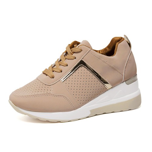 Scarpe da ginnastica donna zeppa sneakers sportive passeggio stringate donna comode misura - Foto 23 di 29