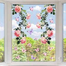Butterfly Stickers Floral Window Decals Static Cling Design Floral Branch Motif