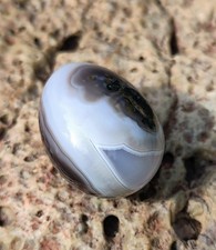 POLISHED BEAUTIFUL BOTSWANA AGATE, 36G NATURAL WHITE SHADOW BAND BOTSWANA AGATE