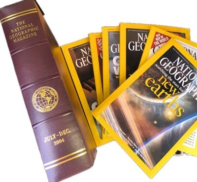 Lot 6 National Geographic Magazine Jul-Dec 2004 with Slip Cover Case Holder