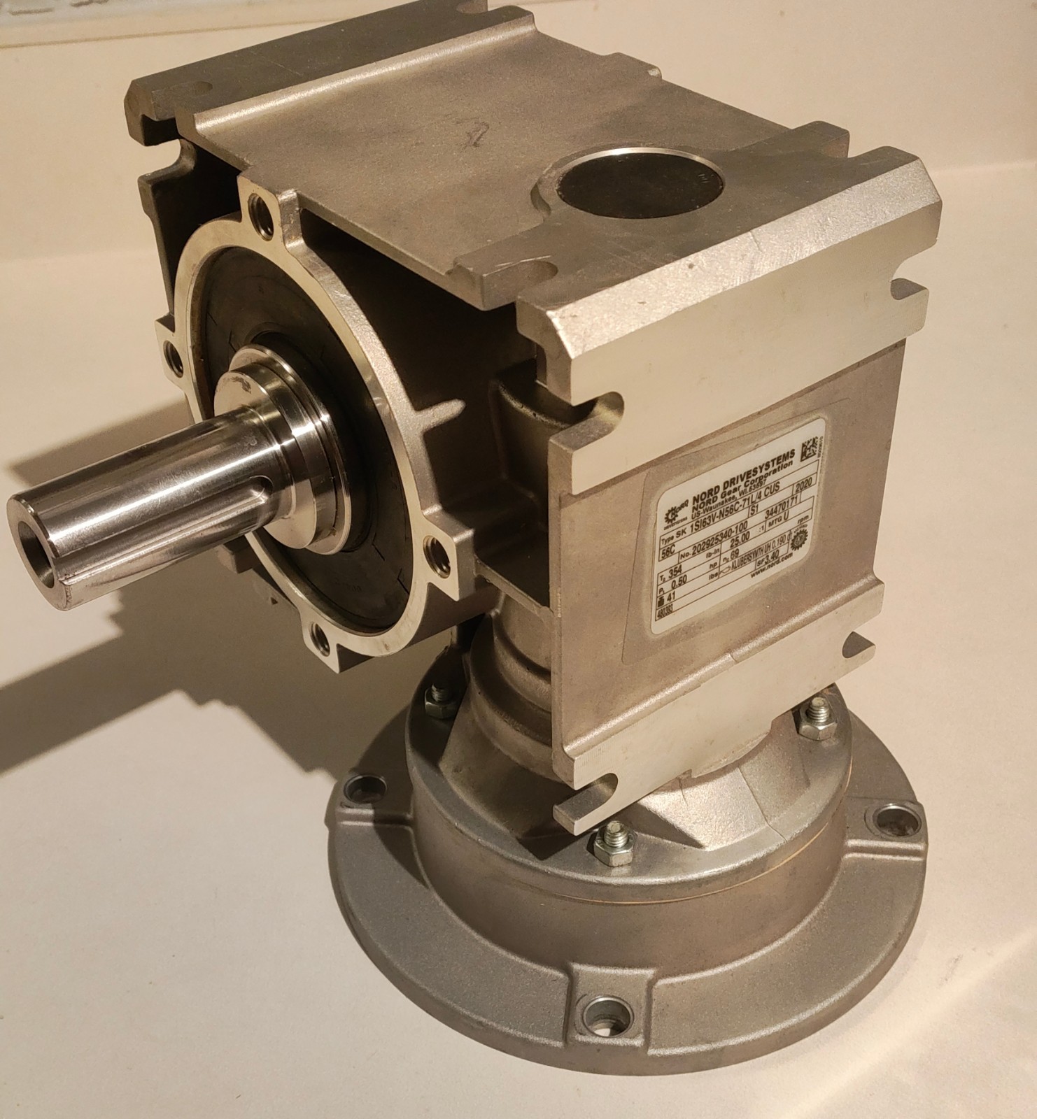 Nord SK 1SIS63V-N56C 71L/4 CUS, FLEXBLOC 25:1, Angle Worm Gear.