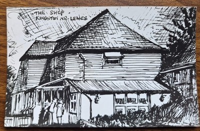 Der Laden, Kingston bei Lewes Postkarte handgezeichnet Stil geschickt nach Arundel Priorat