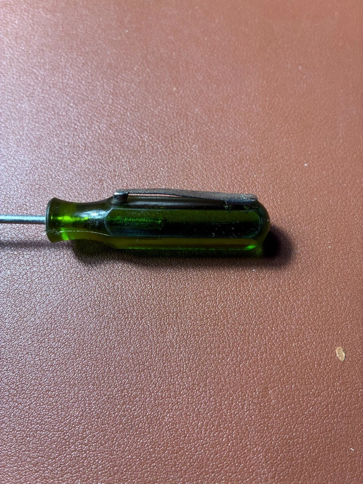 Xcelite R3324 Slotted Screwdriver Green Handle Tool with Clip USA Made - Image 2 of 3