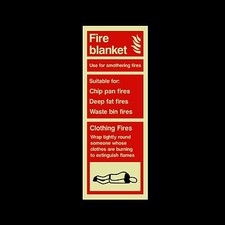 Fire Blanket Photoluminescent Plastic Sign or Sticker - All Materials