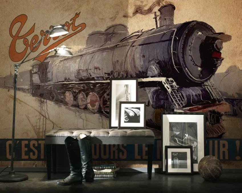 3D Retro Train 10545NA Wallpaper Wall Mural Removable Self-adhesive Fay