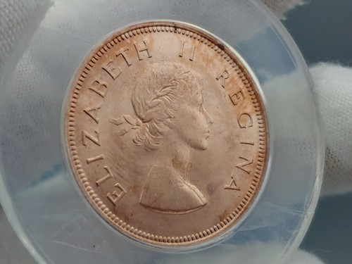 1959 South Africa Penny BU Gorgeous Red Eye Appeal KM#46 Queen Elizabeth II A9 - Picture 3 of 7