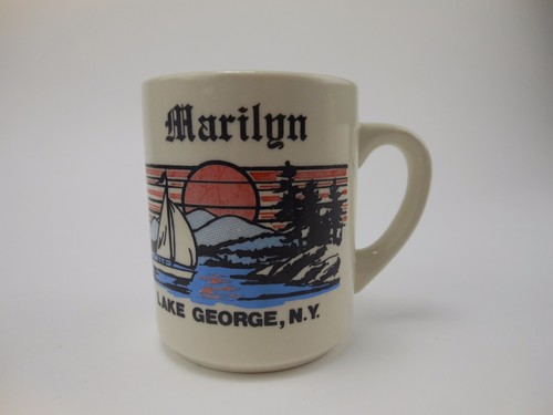 Taza de café Lake George NY de 1980 MARILYN velero de porcelana - Imagen 3 de 3