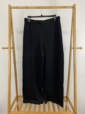 St John Caviar Santana Knit Wide Leg Black Dress Pants Size 10