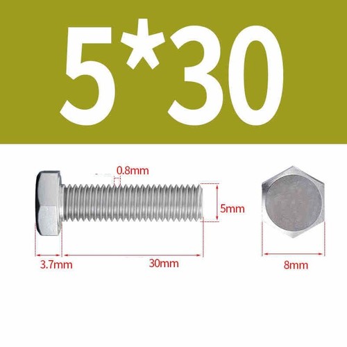 External Hexagon Screw Fully Thread Long Bolts Screw 304 Stainless Steel M3-M8 - Picture 46 of 126