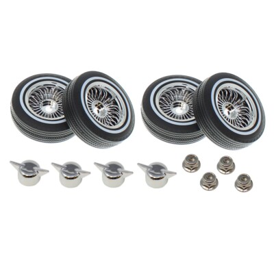 Redcat SixtyFour/Monte Carlo Whitewall Low Pro Tires Chrome Wheels w/ Knock Offs