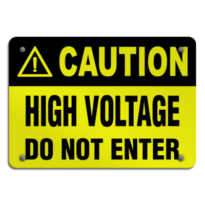 Horizontal Metal Sign Caution High Voltage Do Not Enter Hazard Labels