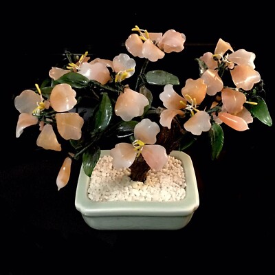 VTG Chinese Peach Floral Blossom Wire Bonsai Tree Flowering Feng Shui Decor  6 H | eBay