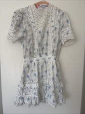 Loveshack Fancy Ruffled Dress, White Floral Detail, Size Small 