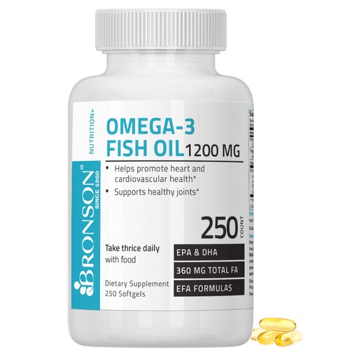 Buy BRONSON OMEGA-3 FISH OIL HIGH POTENCY EPA DHA, 250 Softgels Online in  Indonesia. 283752304720