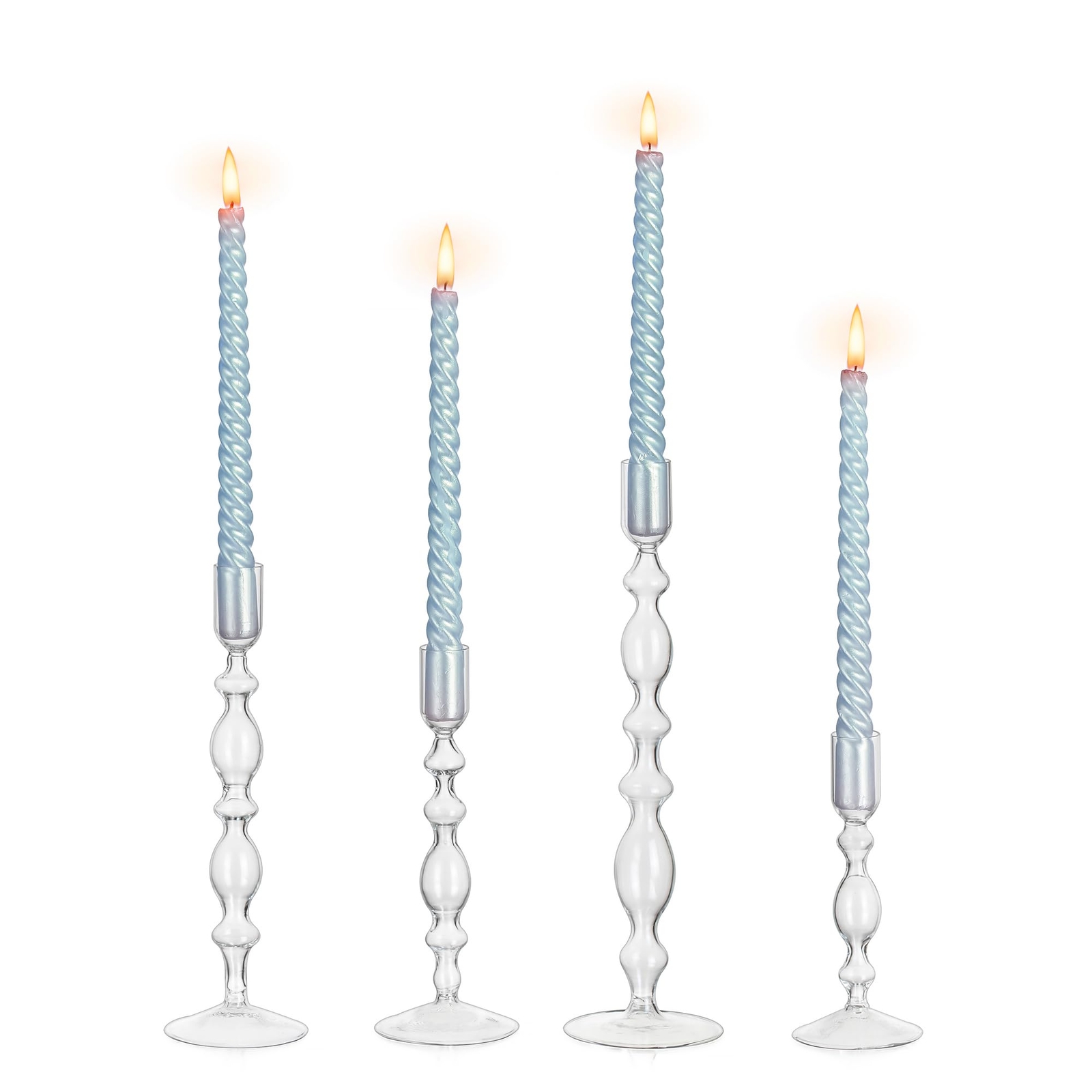 Candelabros de vidrio para candelabros: Juego de 4 candelabros cónicos transparentes de 4 meses