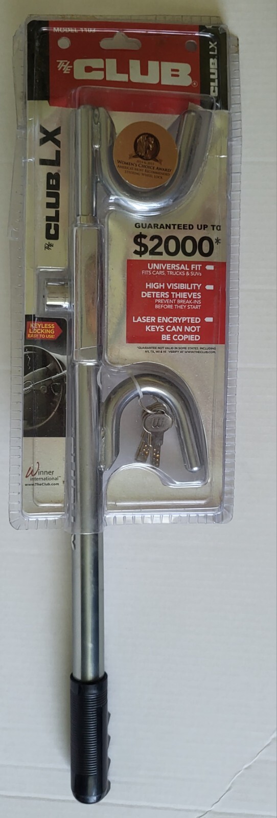 The Club Steering Wheel Lock 1103 LX Series Steering Wheel Lock Silver