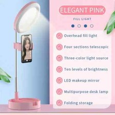 Functional 6.3" Dimmable LED Selfie Continuous Video for Zoom Phone Holder-Pink