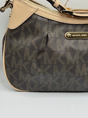 Michael Kors Brown & Tan Signature Small Shoulder Bag Handbag, Style AP1211 - Picture 13 of 20