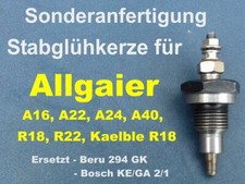 Glühkerzen Umbausatz für Allgaier A16, A22, A24, A40, R18, R22, Kaelble R18