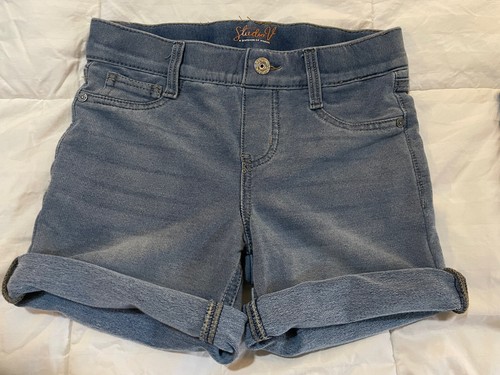 Studio V By Vigoss Knit Denim Shorts & V Gold Roll Cuff Girls Sz 10 - Picture 2 of 9