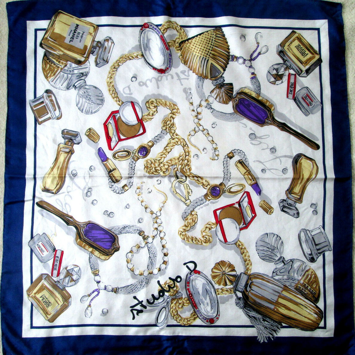 FURSTENBERG foulard soie TBEG vintage scarf 86x88 cm EUR 45,00 - FR