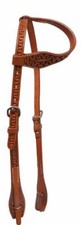 Western Horse Sliding One Ear Fancy Tooled Leather Bridle Headstall Medium Oil