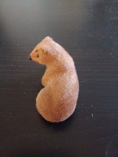Figura animale flocked vintage WAGNER PROTEZIONE ARTISTICA SEDUTA MARRONE ORSO GRIZZLY - Foto 2 di 8