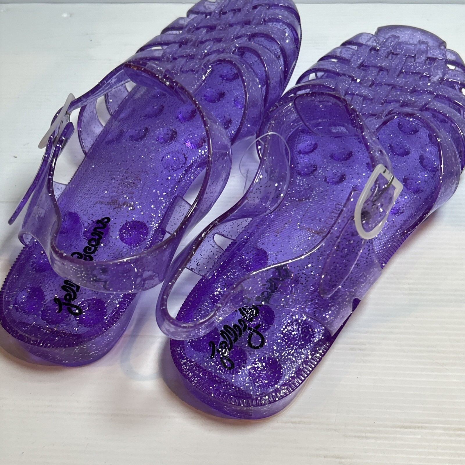JELLY BEANS SANDALS SIZE 9 AUS 40 AS NEW LADIES Purple Glitter eBay