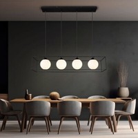 Pendelleuchte HäNgelampe Pendellampe Wohnzimmerleuchte Schwarz 4 Flammig H 150Cm